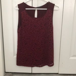 Burgandy lace front tank